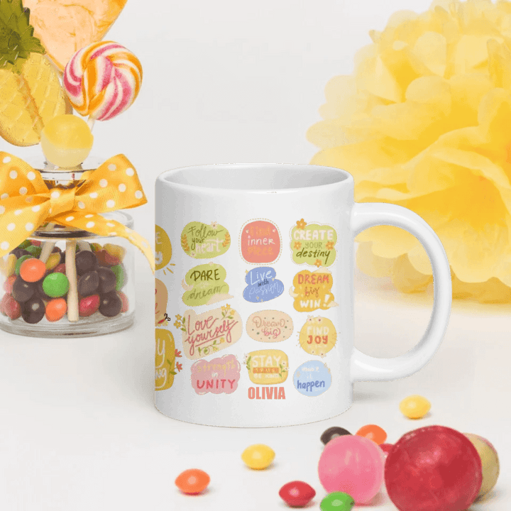 Custom Motivational Stickers Mug - ARTFULANE