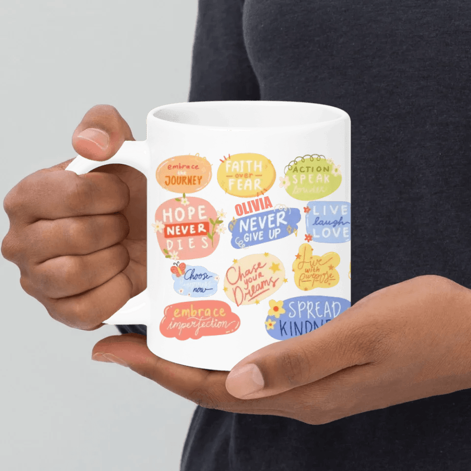 Custom Motivational Stickers Mug - ARTFULANE