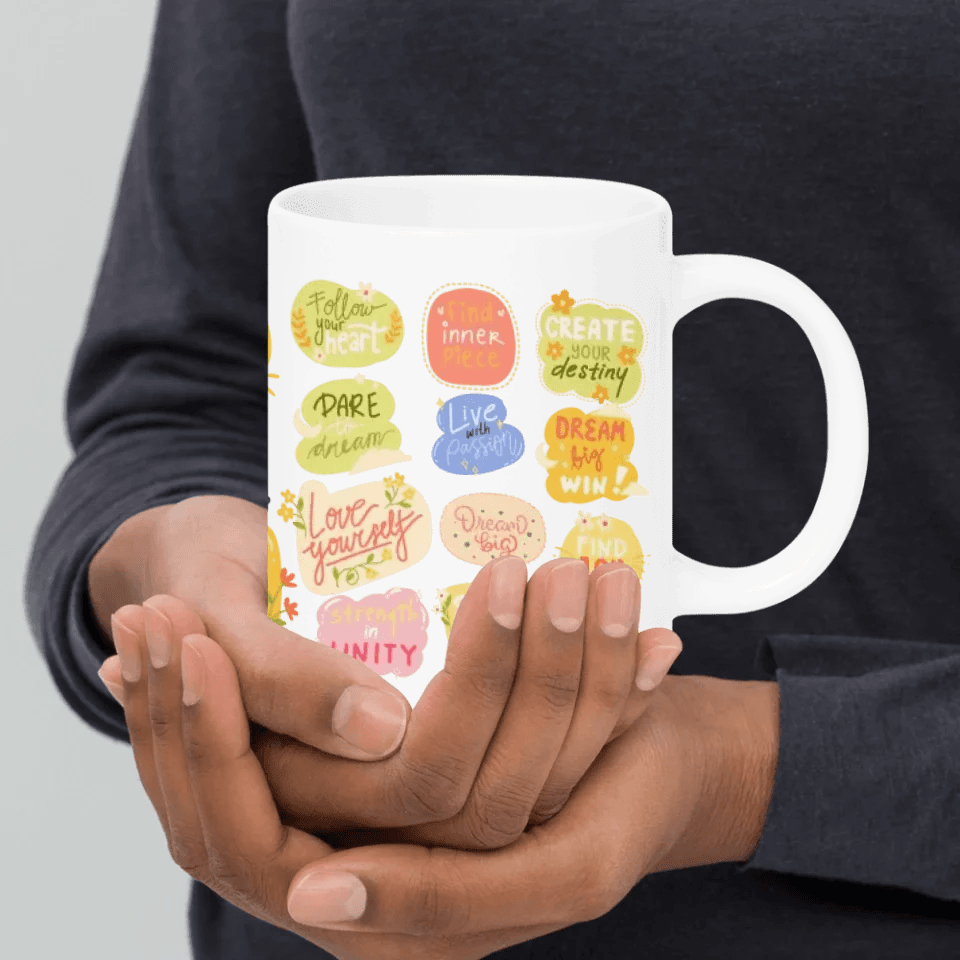 Custom Motivational Stickers Mug - ARTFULANE