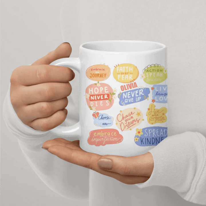 Custom Motivational Stickers Mug - ARTFULANE