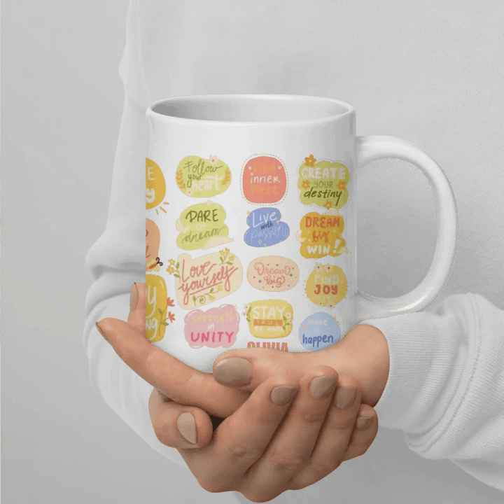 Custom Motivational Stickers Mug - ARTFULANE