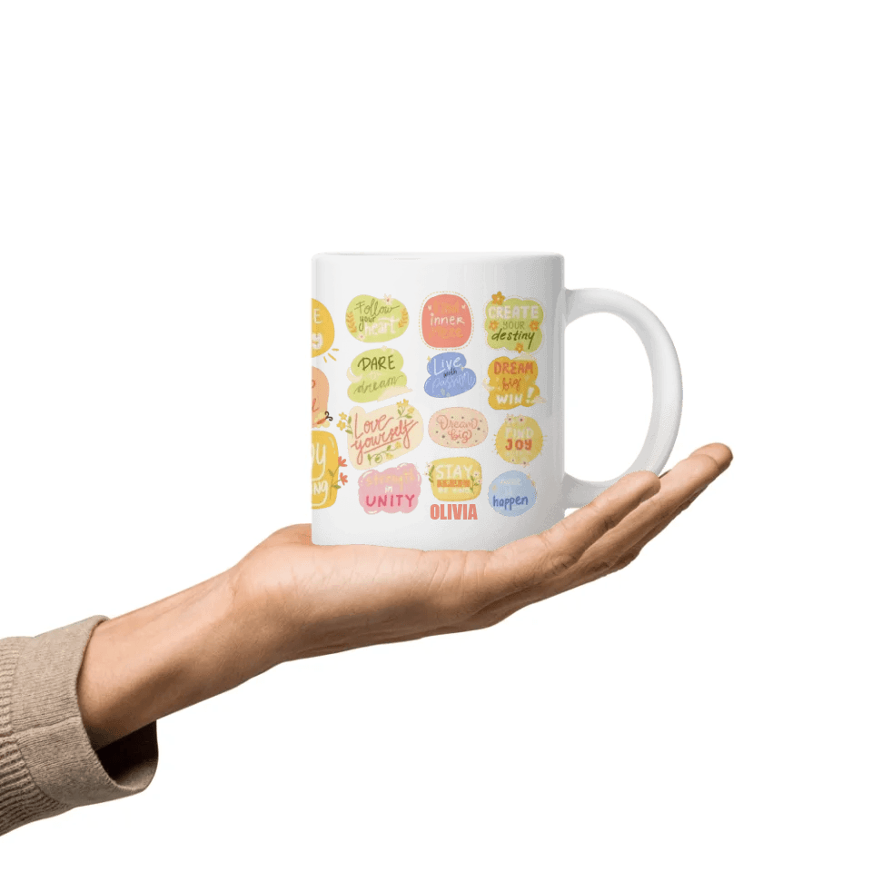 Custom Motivational Stickers Mug - ARTFULANE