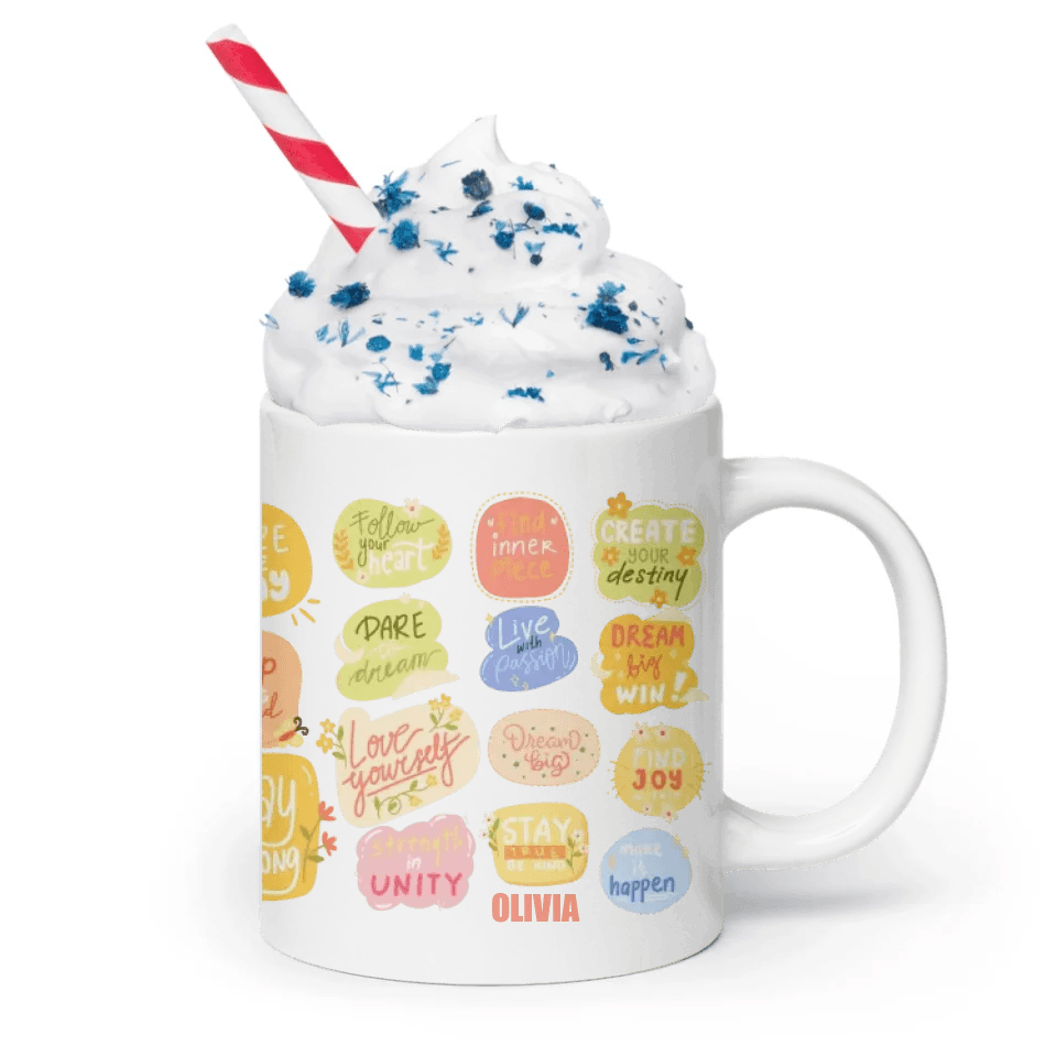 Custom Motivational Stickers Mug - ARTFULANE