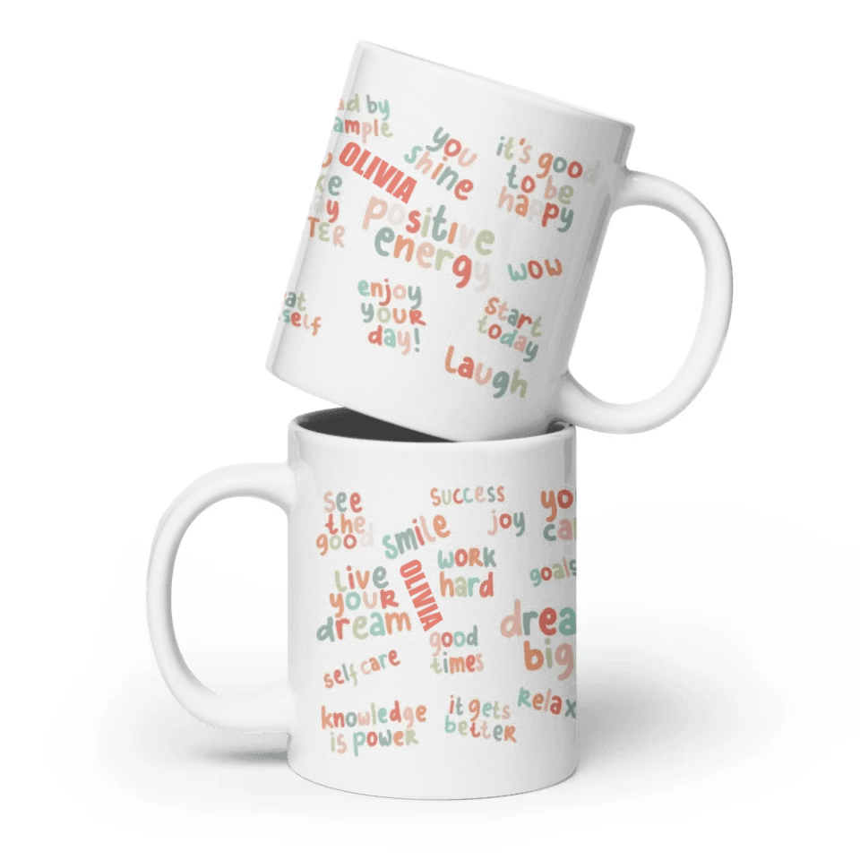 Custom Positive Vibes Stickers Mug - ARTFULANE