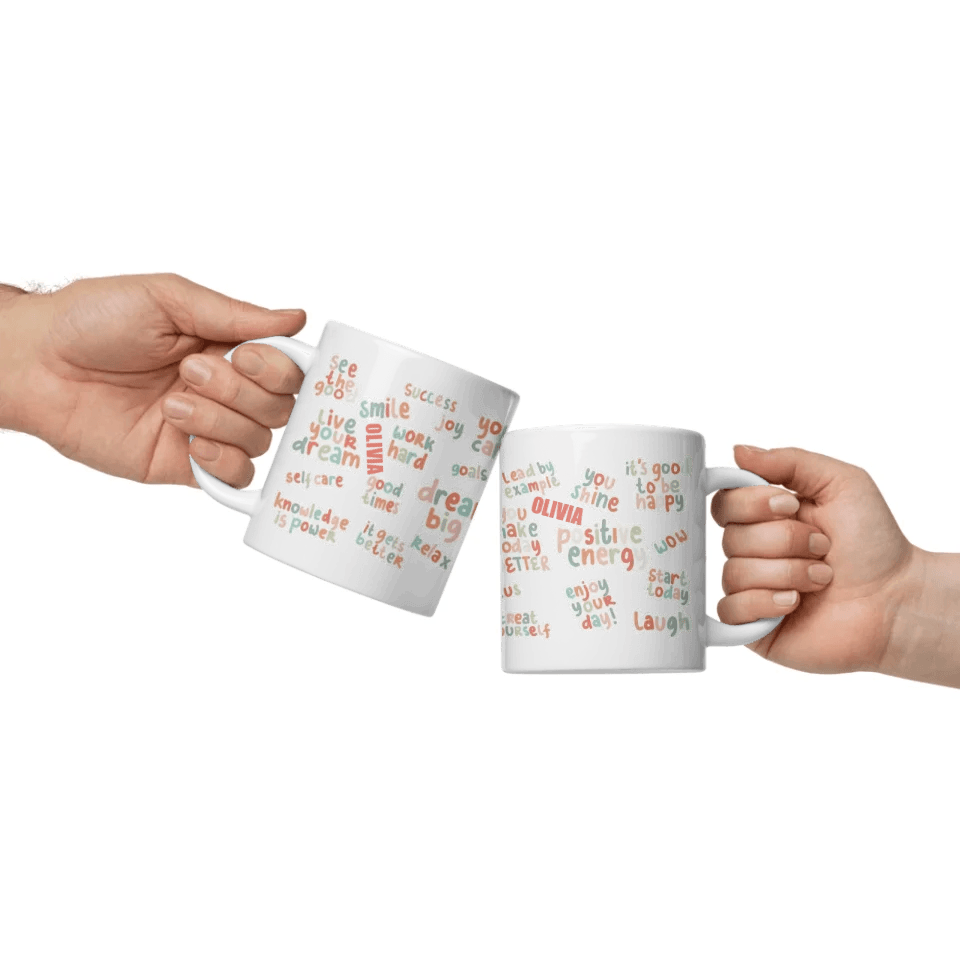 Custom Positive Vibes Stickers Mug - ARTFULANE