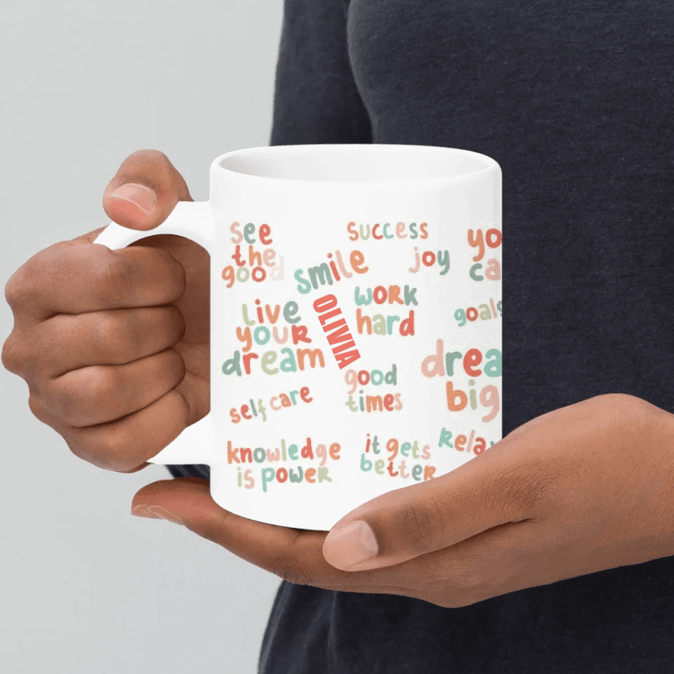 Custom Positive Vibes Stickers Mug - ARTFULANE