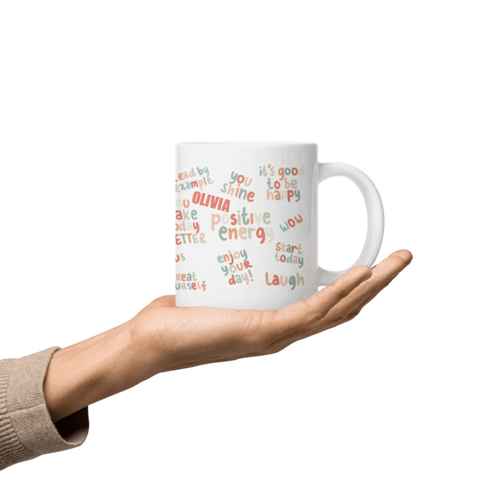 Custom Positive Vibes Stickers Mug - ARTFULANE