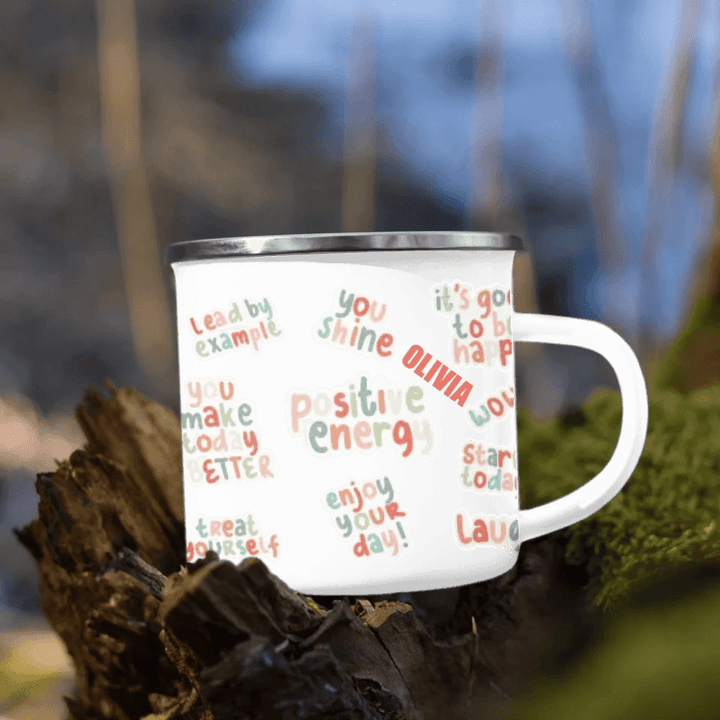 Custom Positive Vibes Stickers Mug - ARTFULANE