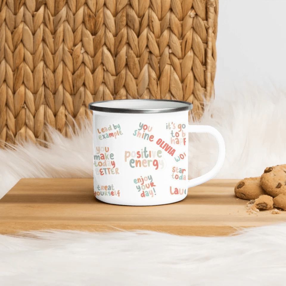 Custom Positive Vibes Stickers Mug - ARTFULANE