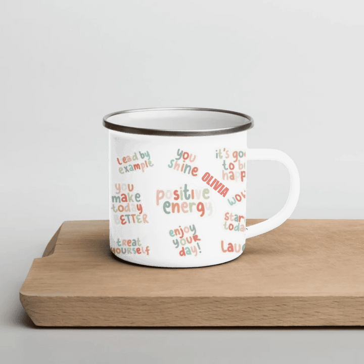 Custom Positive Vibes Stickers Mug - ARTFULANE