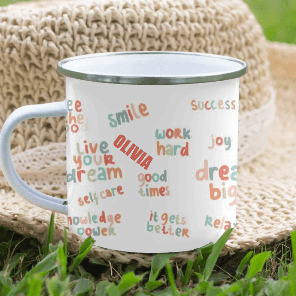 Custom Positive Vibes Stickers Mug - ARTFULANE