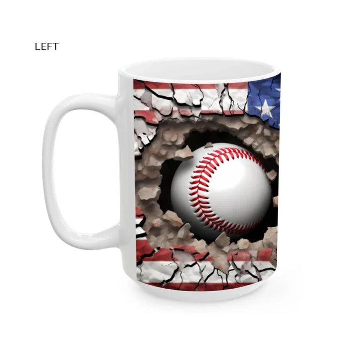 Custom 3D Baseball American Flag Mug - ARTFULANE