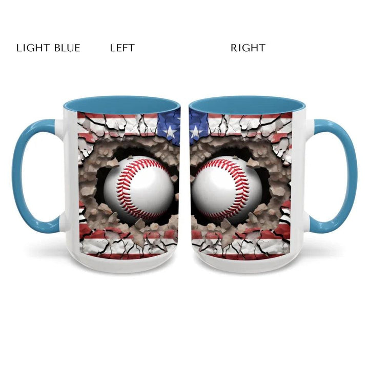 Custom 3D Baseball American Flag Mug - ARTFULANE