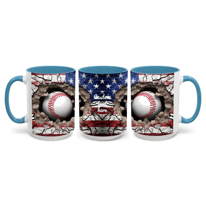 Custom 3D Baseball American Flag Mug - ARTFULANE