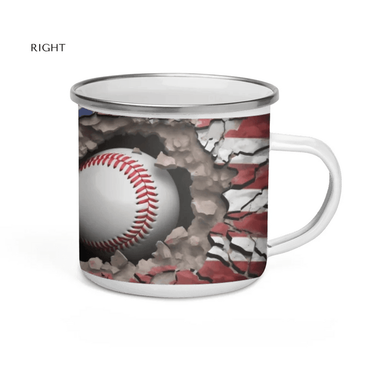 Custom 3D Baseball American Flag Mug - ARTFULANE