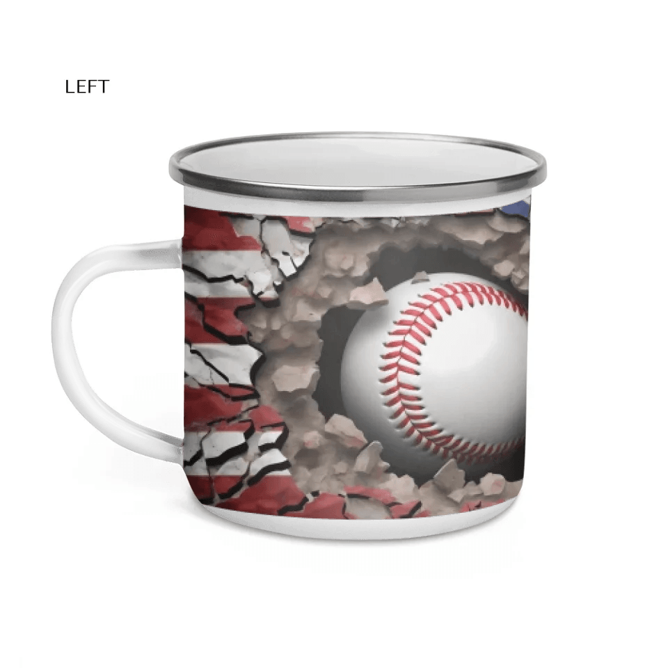 Custom 3D Baseball American Flag Mug - ARTFULANE