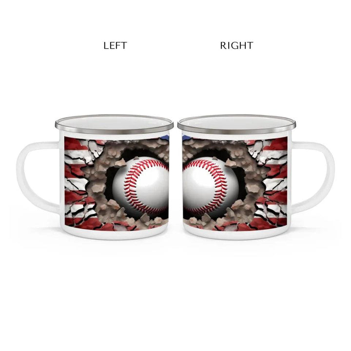 Custom 3D Baseball American Flag Mug - ARTFULANE