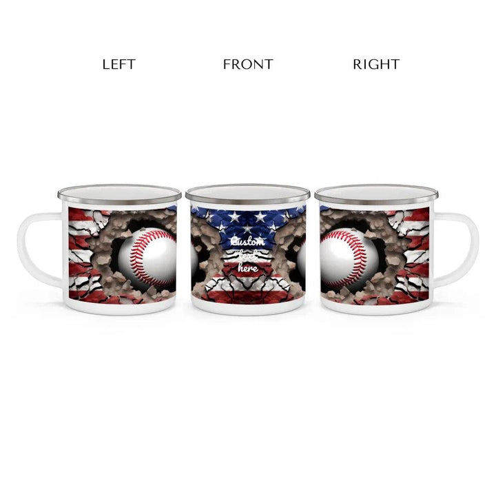 Custom 3D Baseball American Flag Mug - ARTFULANE