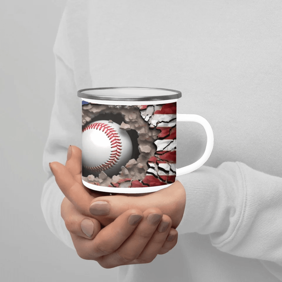 Custom 3D Baseball American Flag Mug - ARTFULANE