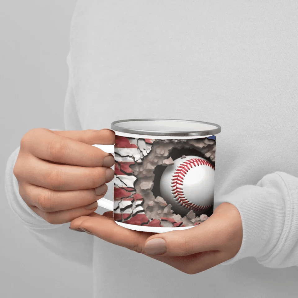 Custom 3D Baseball American Flag Mug - ARTFULANE