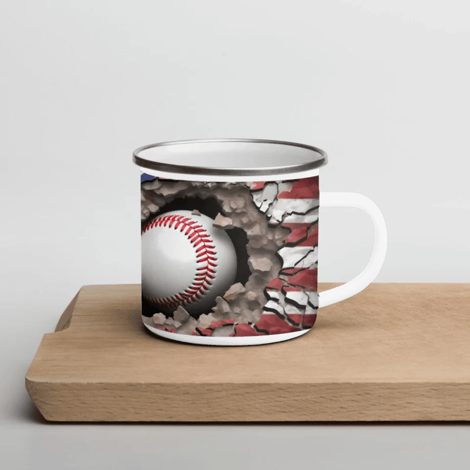 Custom 3D Baseball American Flag Mug - ARTFULANE