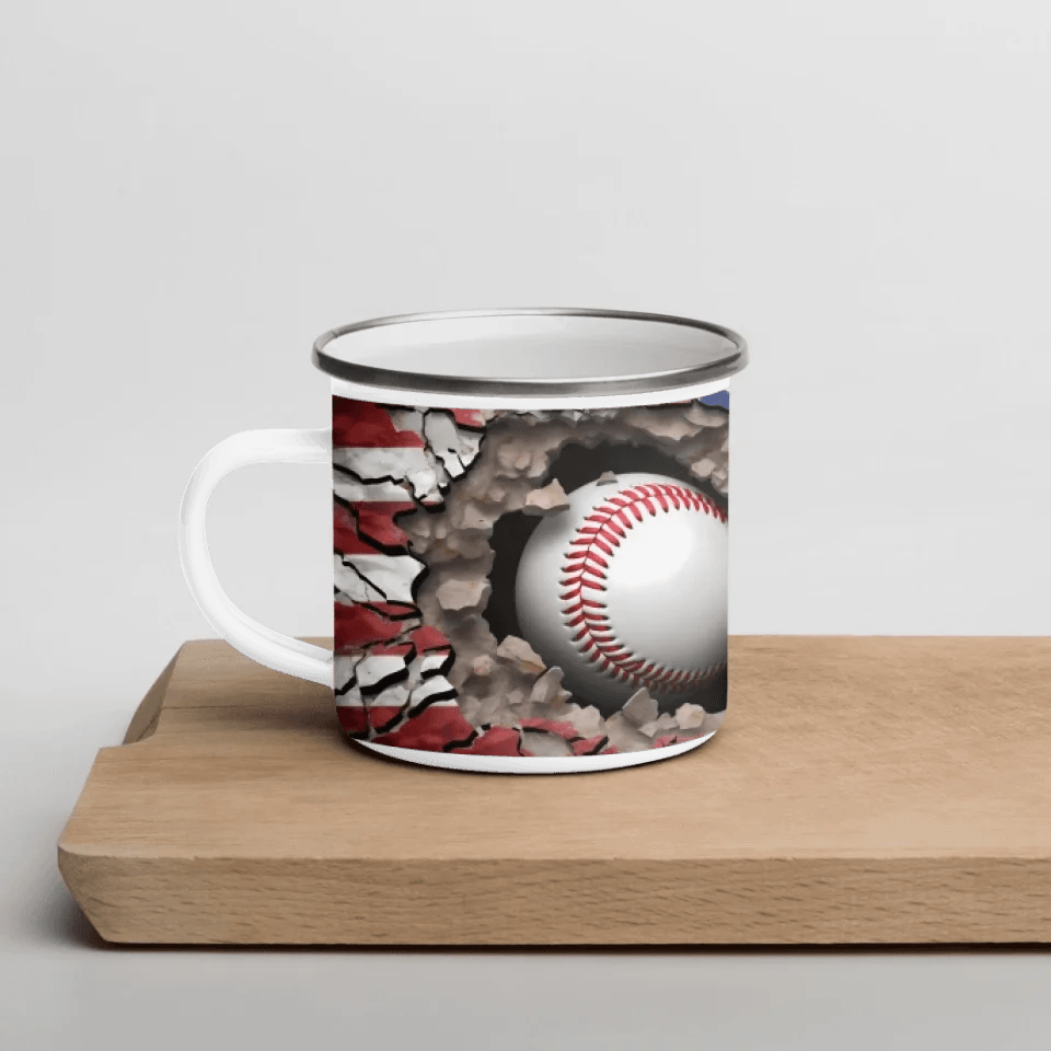 Custom 3D Baseball American Flag Mug - ARTFULANE