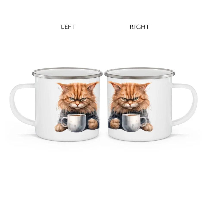 Custom Angry Cat Drinking Coffee Mug - ARTFULANE