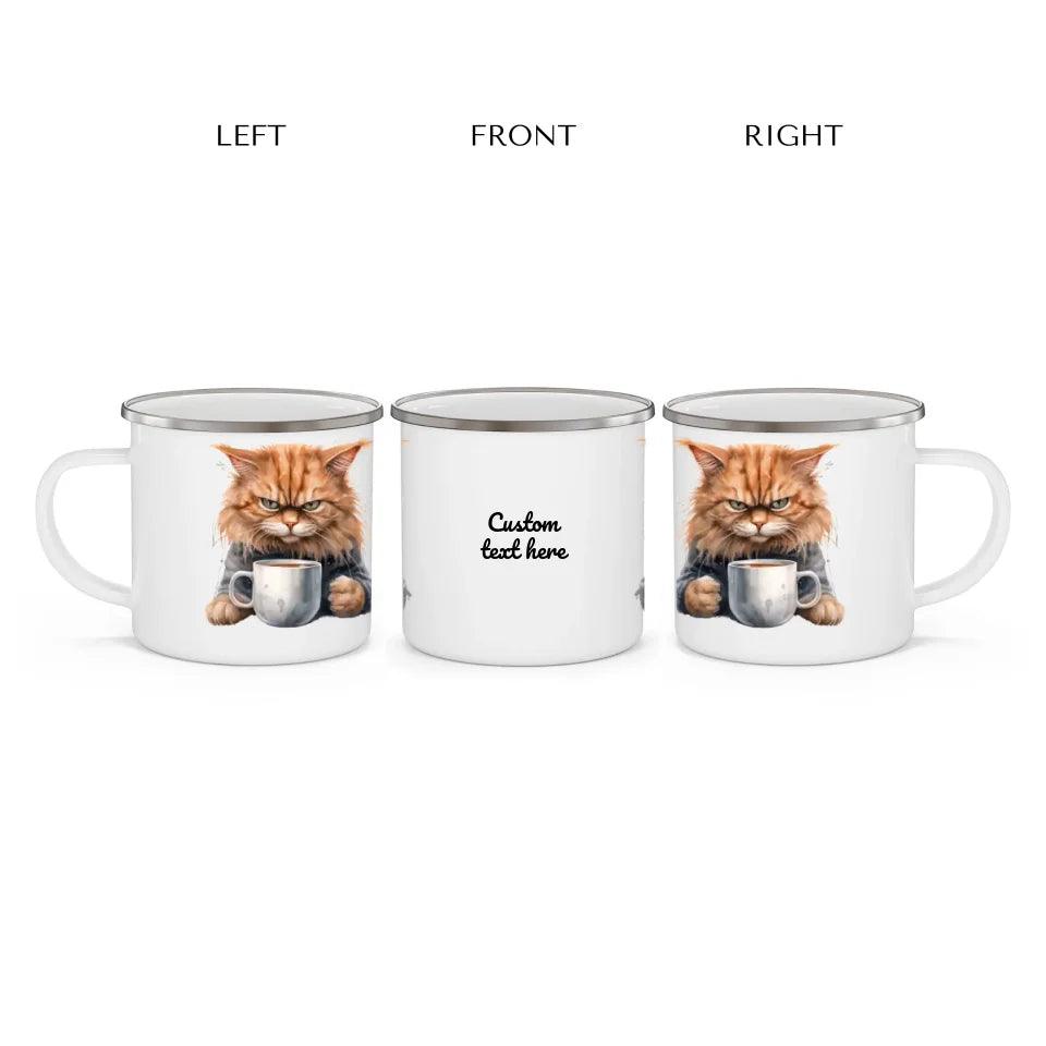 Custom Angry Cat Drinking Coffee Mug - ARTFULANE