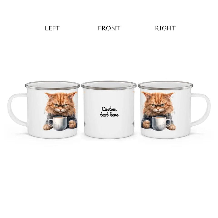 Custom Angry Cat Drinking Coffee Mug - ARTFULANE