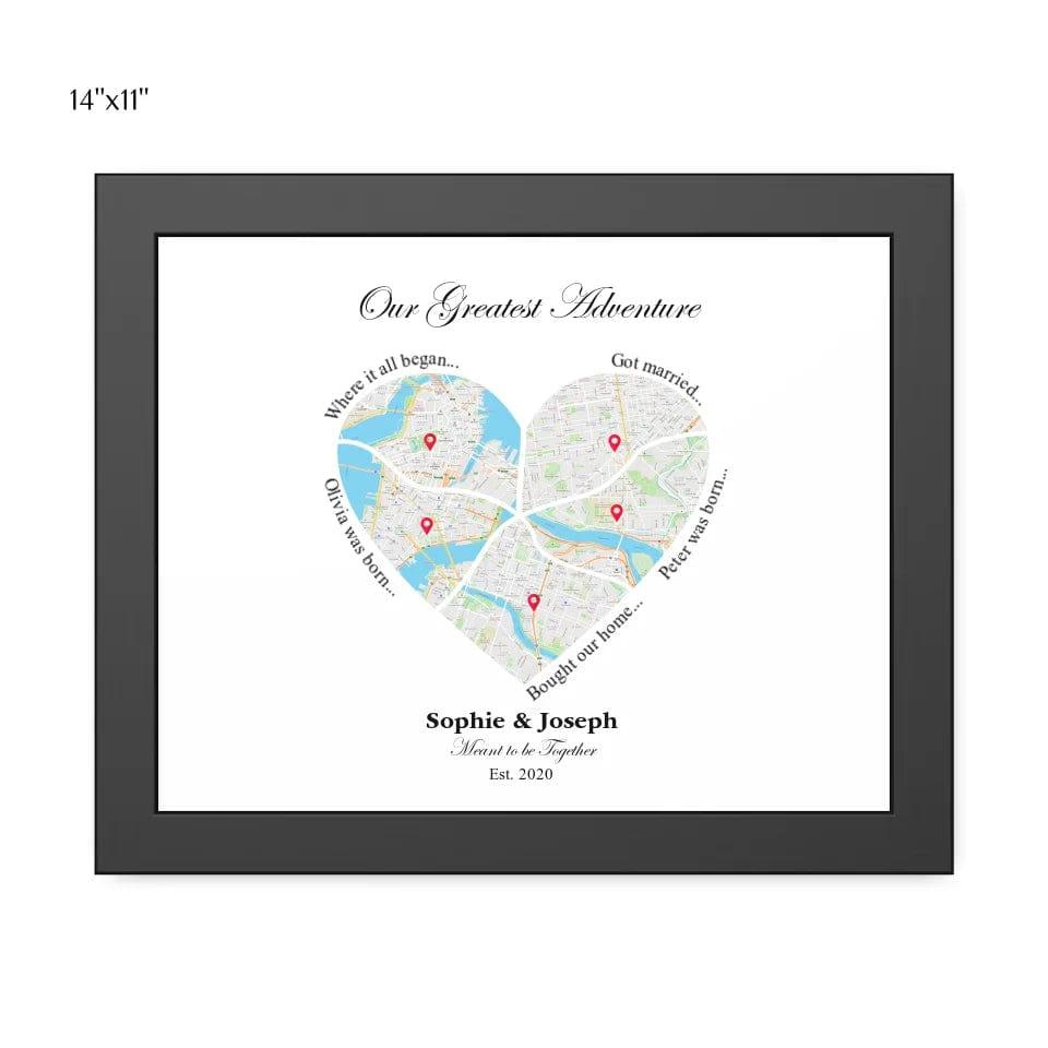 Custom Heart Shaped Five Location Map - ARTFULANE