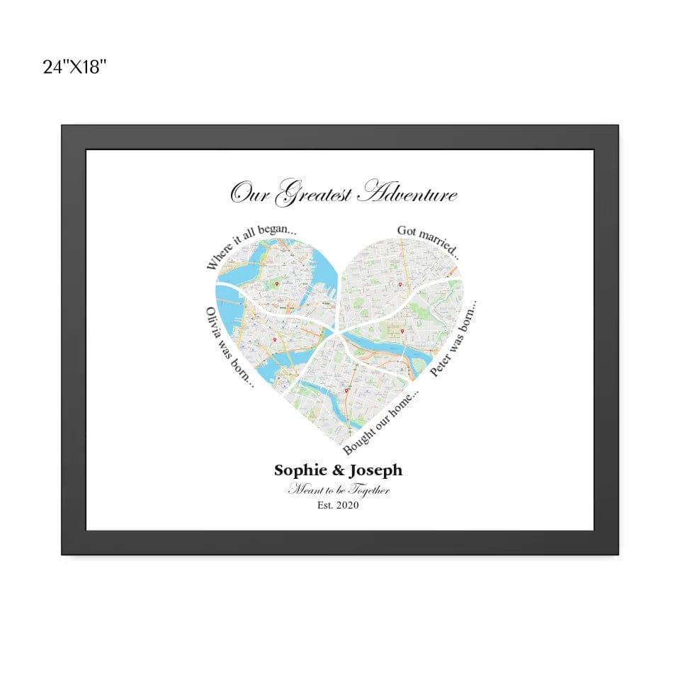 Custom Heart Shaped Five Location Map - ARTFULANE