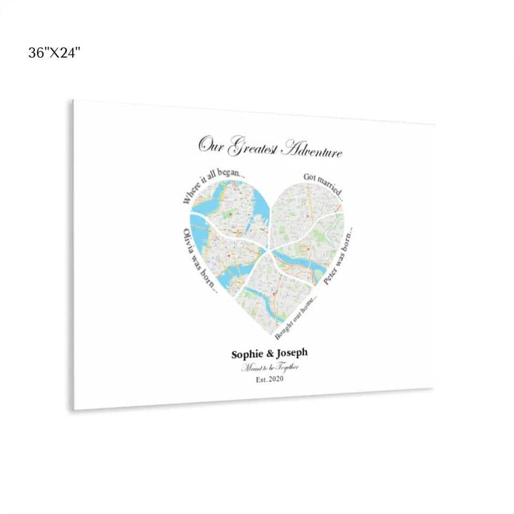 Custom Heart Shaped Five Location Map - ARTFULANE