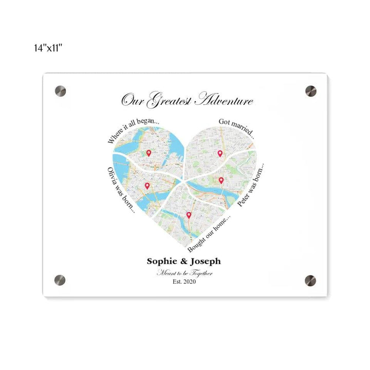 Custom Heart Shaped Five Location Map - ARTFULANE