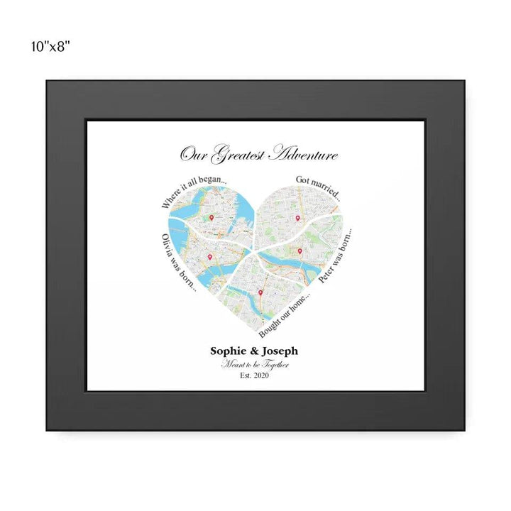 Custom Heart Shaped Six Location Map - ARTFULANE