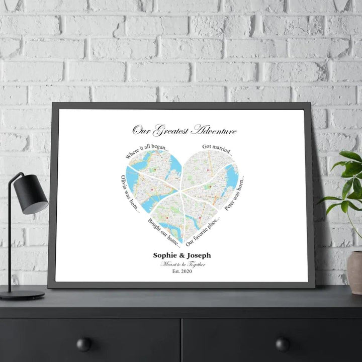 Custom Heart Shaped Six Location Map - ARTFULANE