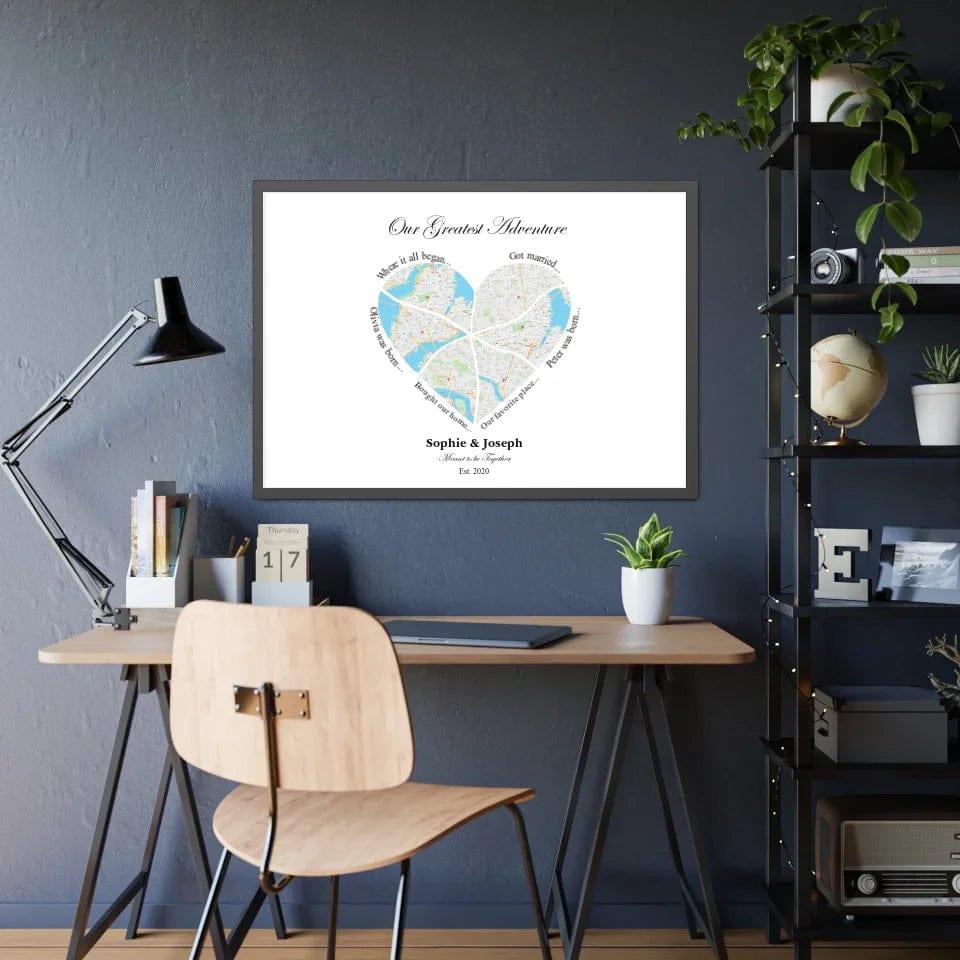 Custom Heart Shaped Six Location Map - ARTFULANE