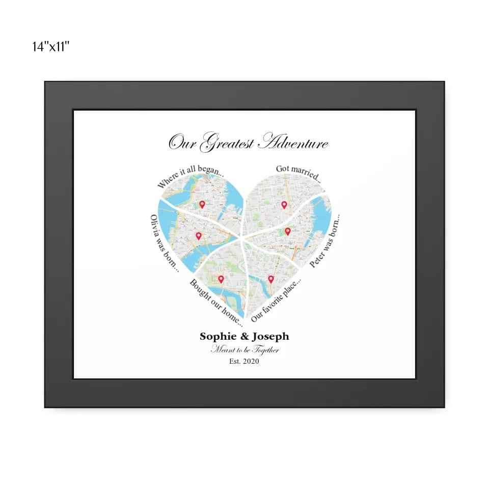 Custom Heart Shaped Six Location Map - ARTFULANE