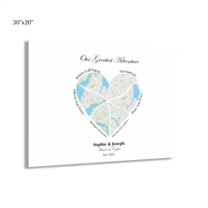 Custom Heart Shaped Six Location Map - ARTFULANE