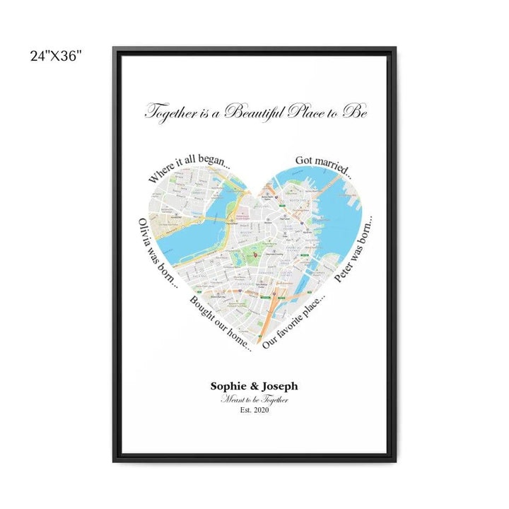 Custom Heart Shaped Single Location Map - ARTFULANE