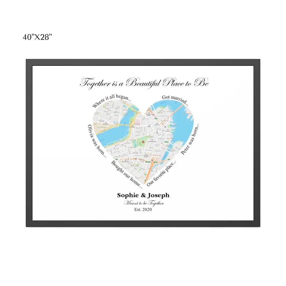 Custom Heart Shaped Single Location Map - ARTFULANE