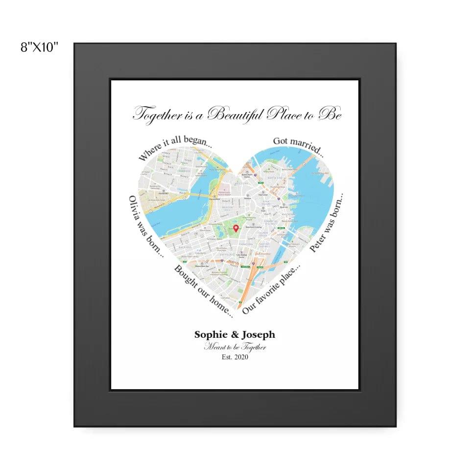 Custom Heart Shaped Single Location Map - ARTFULANE