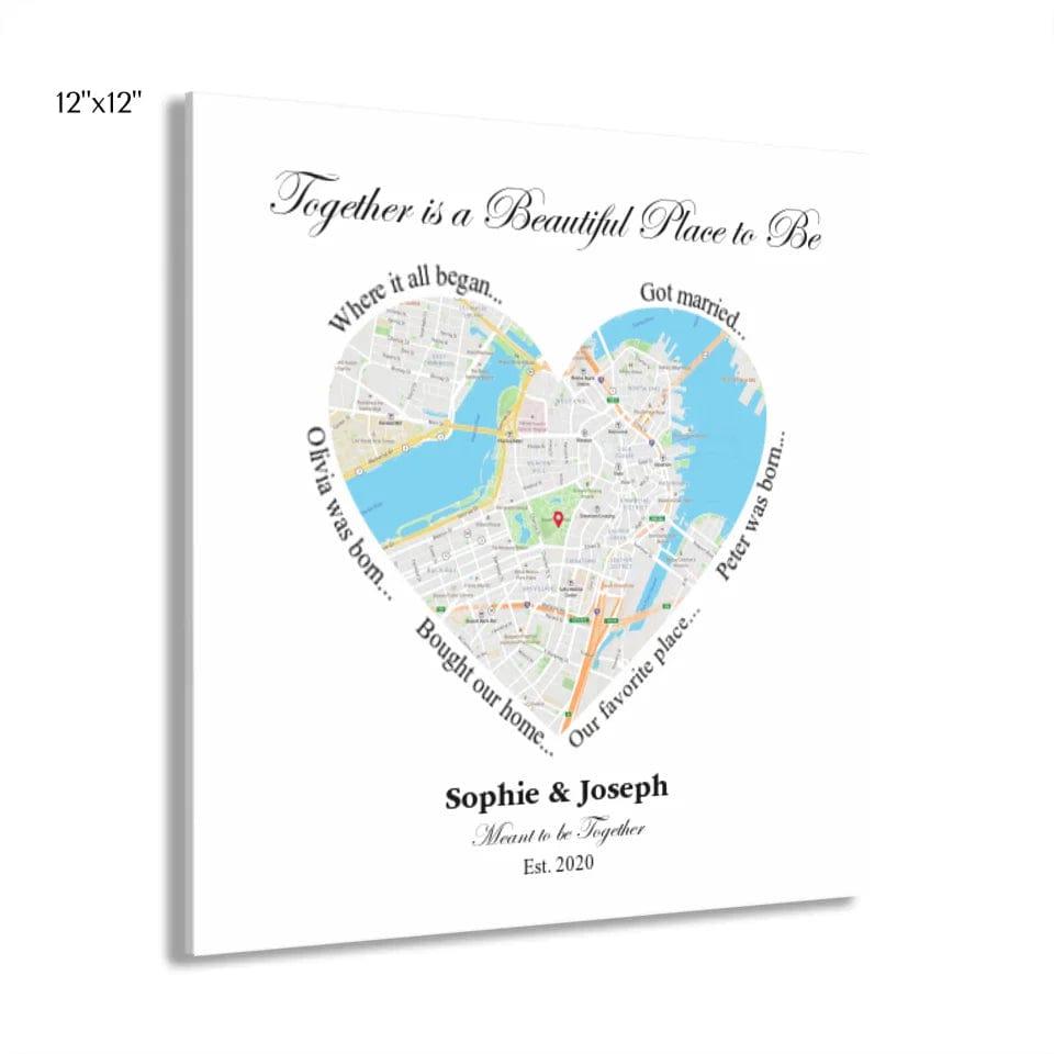 Custom Heart Shaped Single Location Map - ARTFULANE