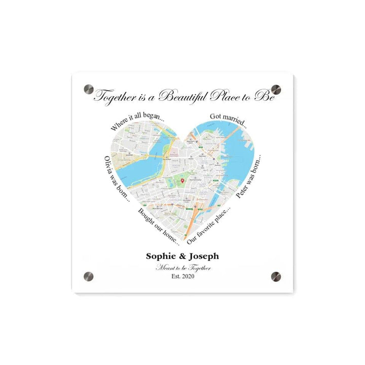 Custom Heart Shaped Single Location Map - ARTFULANE