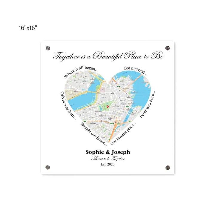 Custom Heart Shaped Single Location Map - ARTFULANE