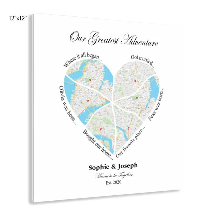 Custom Heart Shaped Six Location Map - ARTFULANE