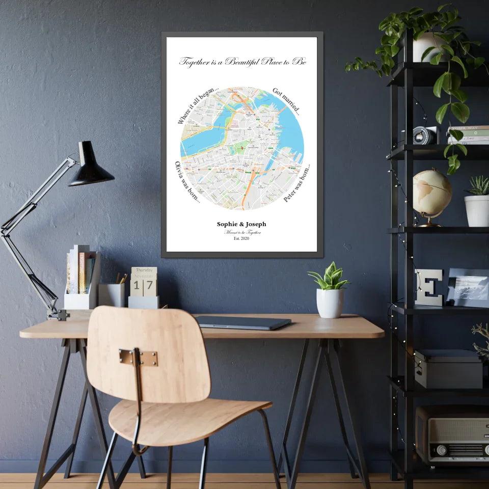 Custom Circle Shaped Location Map - ARTFULANE