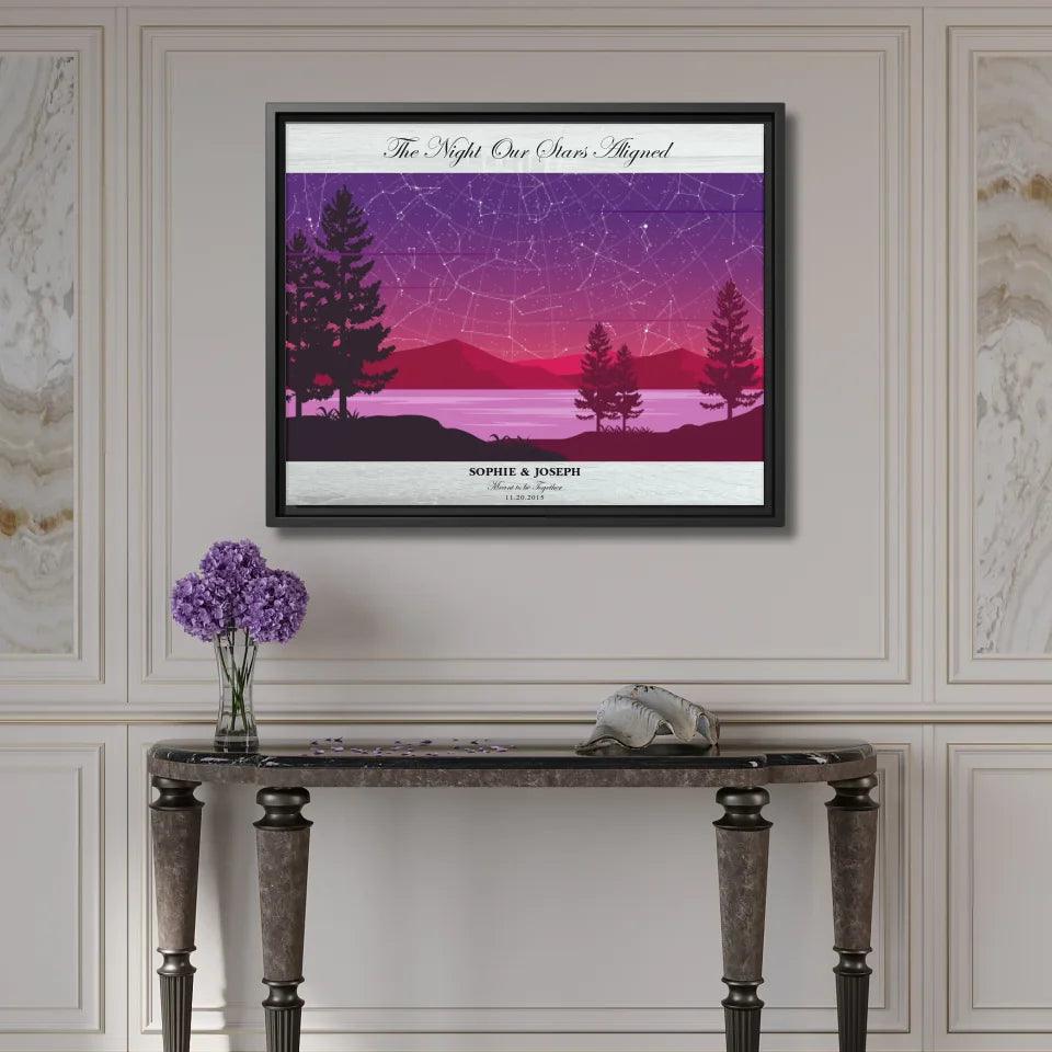 Custom Purple Landscape Star Map - ARTFULANE