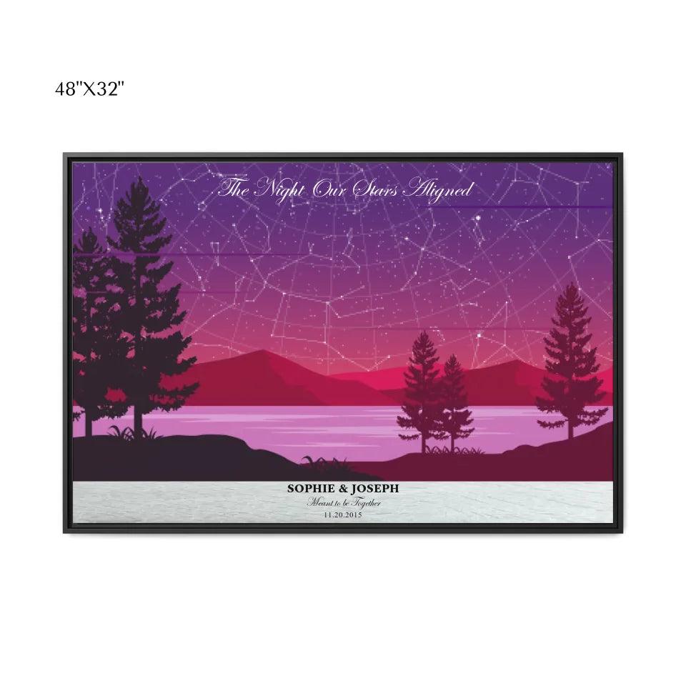 Custom Purple Landscape Star Map - ARTFULANE