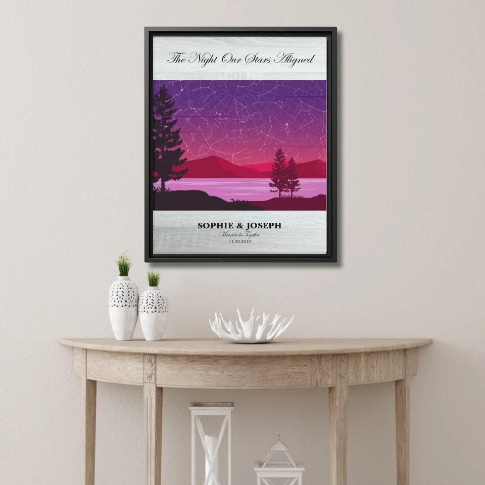 Custom Purple Landscape Star Map - ARTFULANE