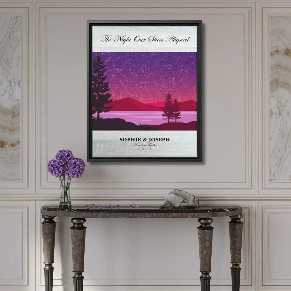 Custom Purple Landscape Star Map - ARTFULANE